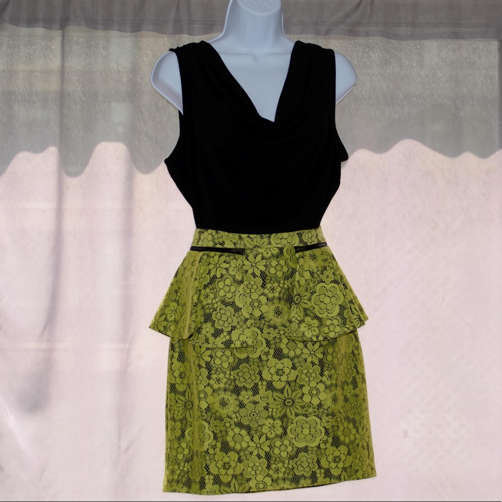 Topshop Yellow Lace Peplum Skirt